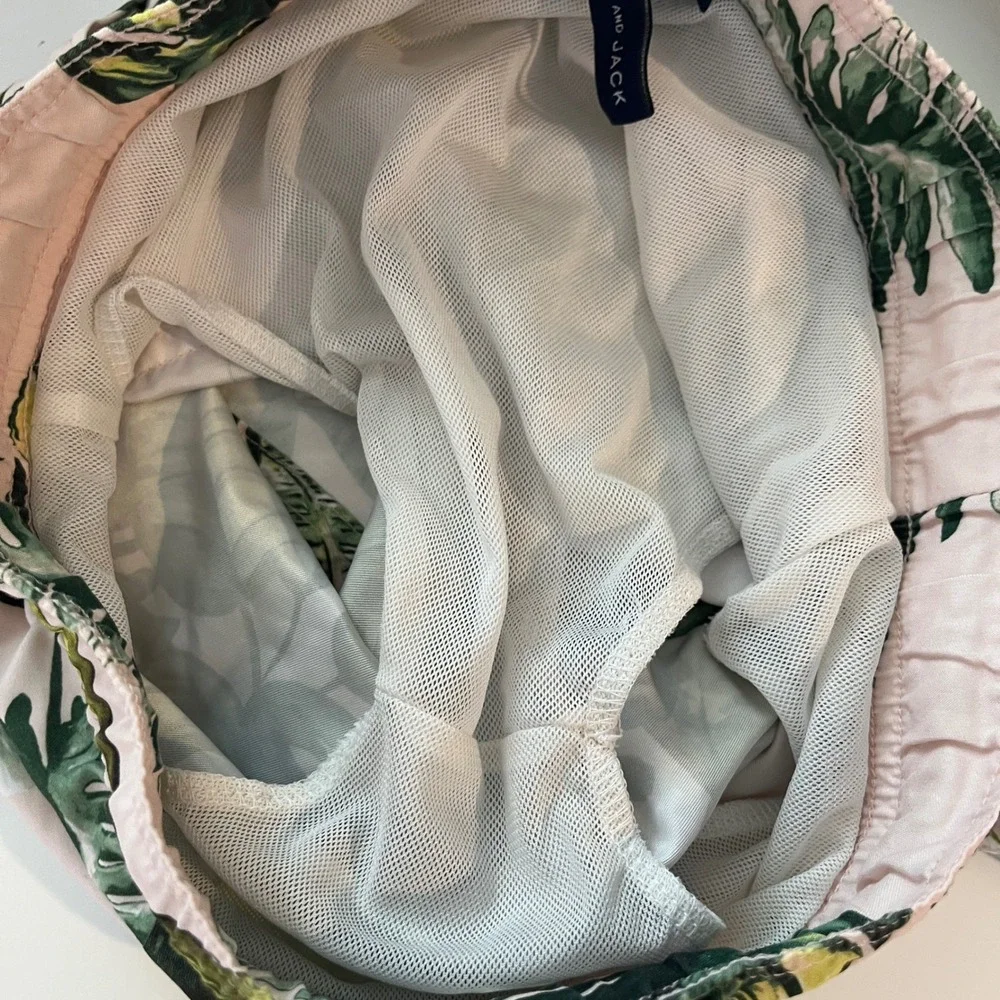 Janie and Jack Boy's Tropical Palm Leaf Swim Trunks 5 Green Bathing suit
